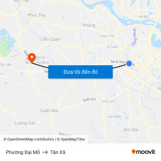 Phường Đại Mỗ to Tân Xã map