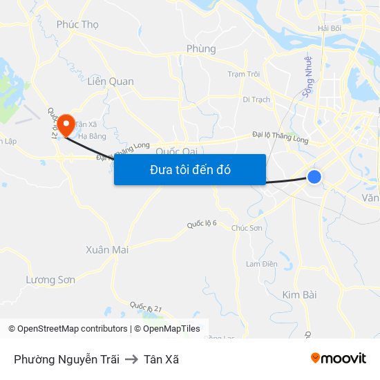 Phường Nguyễn Trãi to Tân Xã map