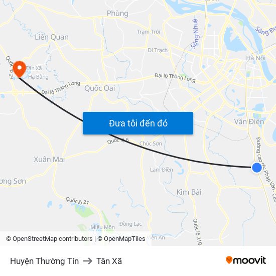 Huyện Thường Tín to Tân Xã map