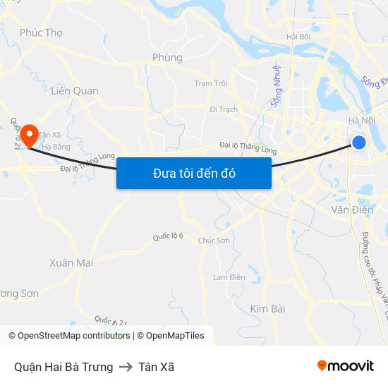 Quận Hai Bà Trưng to Tân Xã map