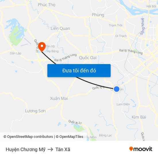 Huyện Chương Mỹ to Tân Xã map