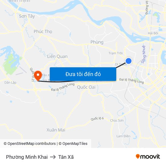 Phường Minh Khai to Tân Xã map