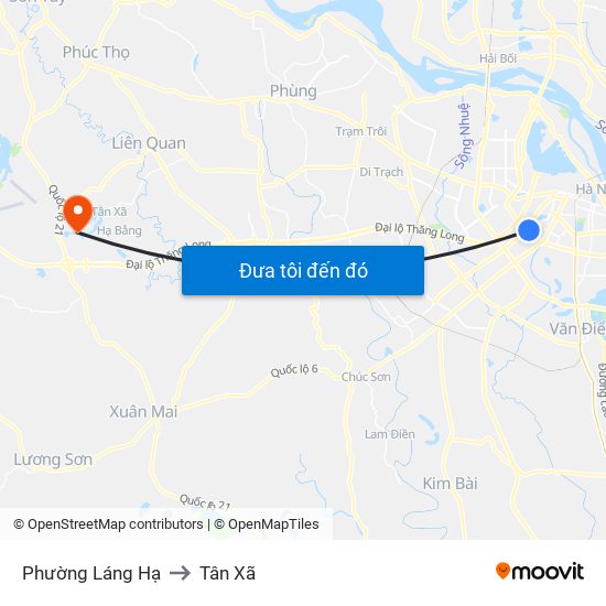Phường Láng Hạ to Tân Xã map