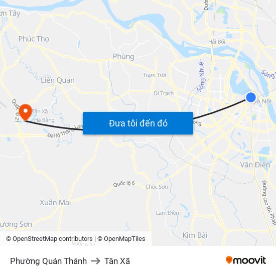 Phường Quán Thánh to Tân Xã map