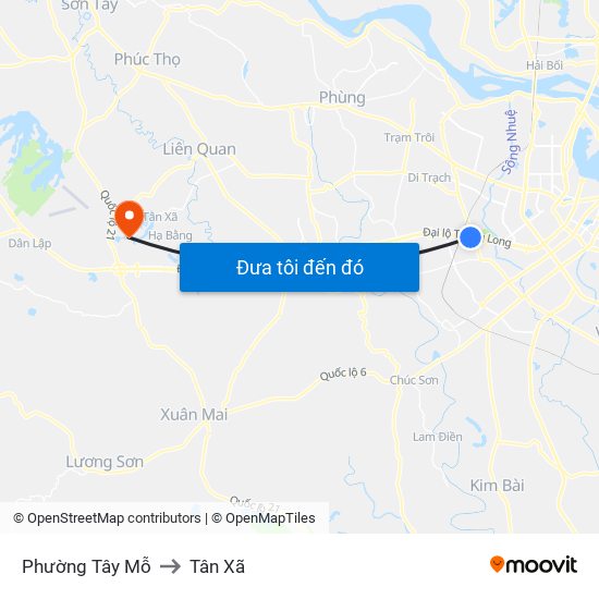 Phường Tây Mỗ to Tân Xã map