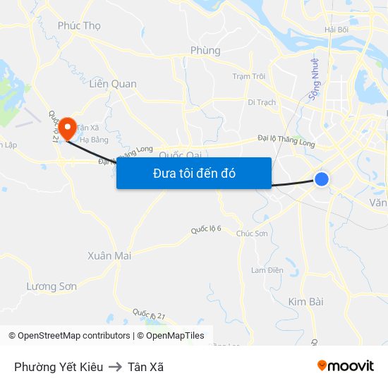 Phường Yết Kiêu to Tân Xã map