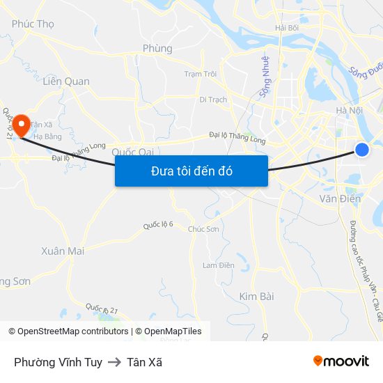Phường Vĩnh Tuy to Tân Xã map
