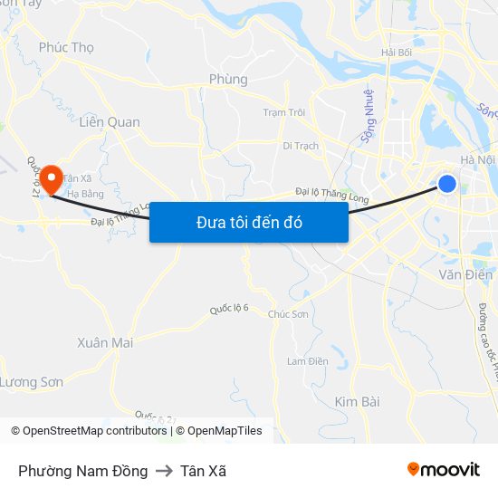 Phường Nam Đồng to Tân Xã map