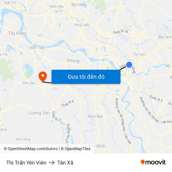Thị Trấn Yên Viên to Tân Xã map