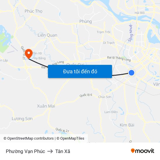 Phường Vạn Phúc to Tân Xã map