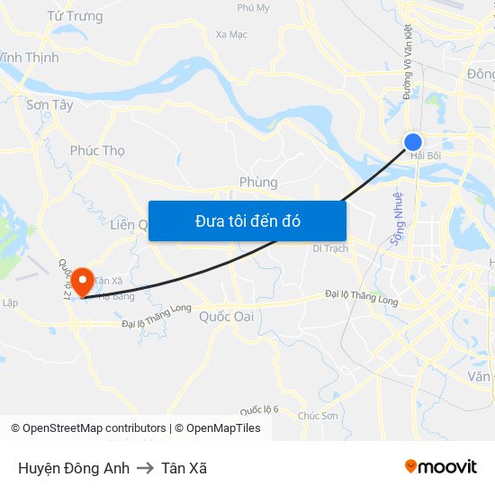 Huyện Đông Anh to Tân Xã map