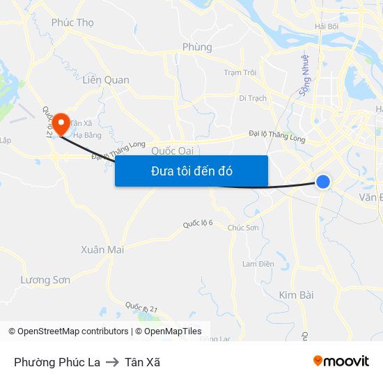 Phường Phúc La to Tân Xã map