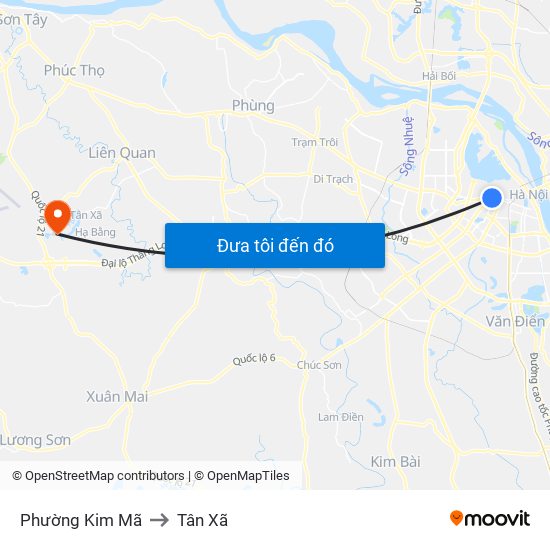 Phường Kim Mã to Tân Xã map