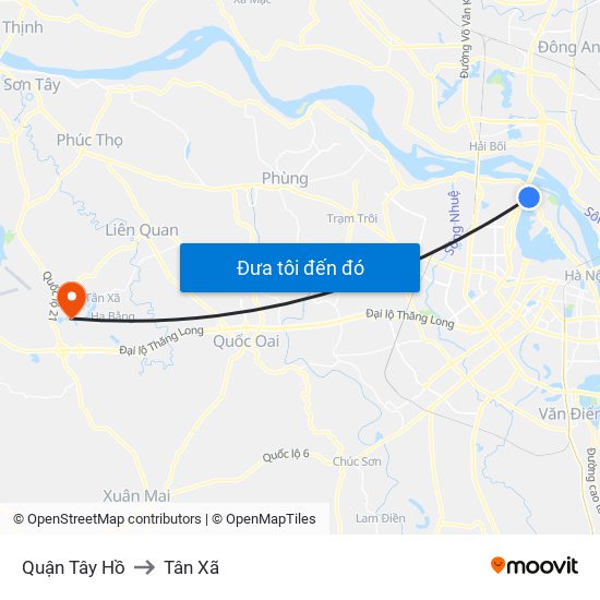 Quận Tây Hồ to Tân Xã map