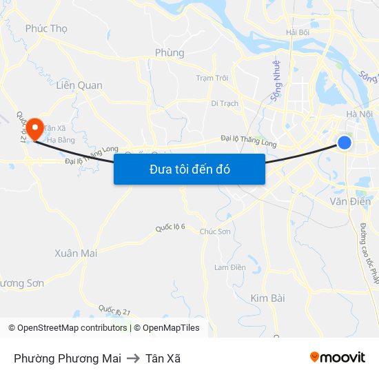 Phường Phương Mai to Tân Xã map