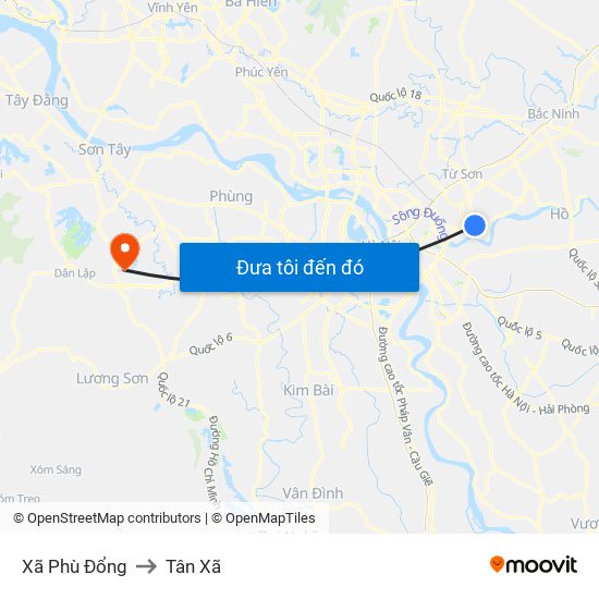 Xã Phù Đổng to Tân Xã map
