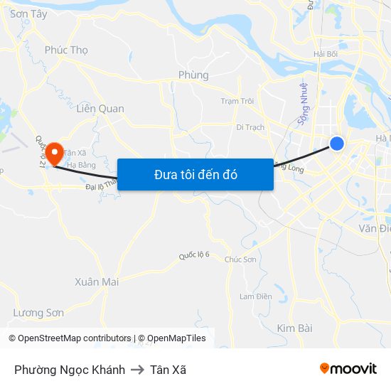 Phường Ngọc Khánh to Tân Xã map