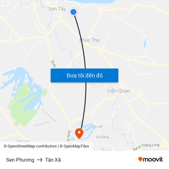 Sen Phương to Tân Xã map