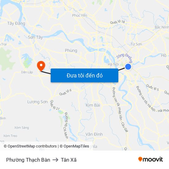 Phường Thạch Bàn to Tân Xã map