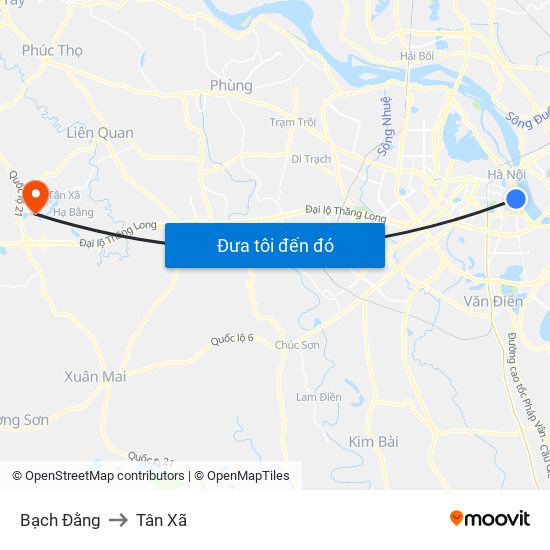 Bạch Đằng to Tân Xã map