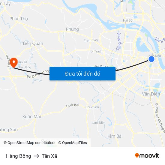 Hàng Bông to Tân Xã map