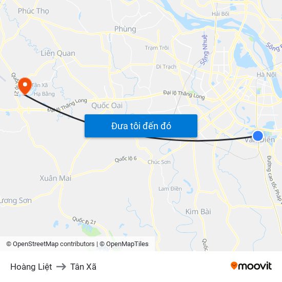 Hoàng Liệt to Tân Xã map