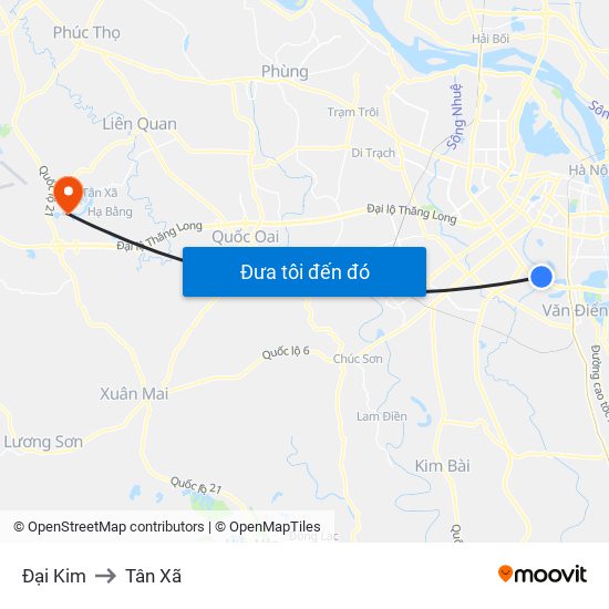 Đại Kim to Tân Xã map