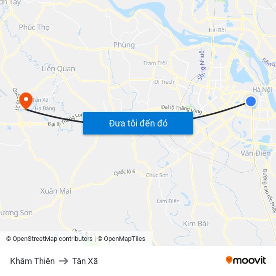 Khâm Thiên to Tân Xã map