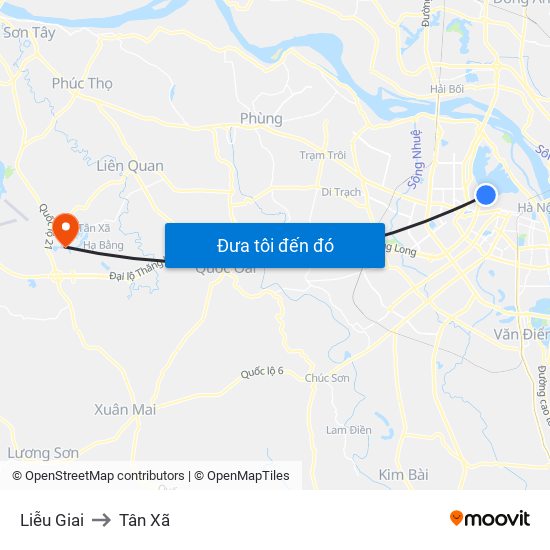 Liễu Giai to Tân Xã map