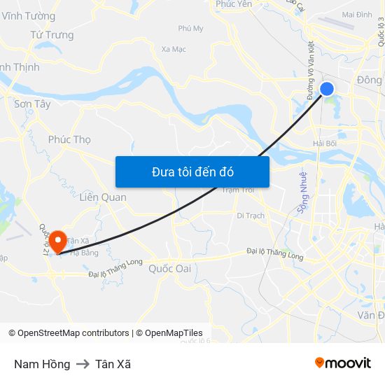 Nam Hồng to Tân Xã map