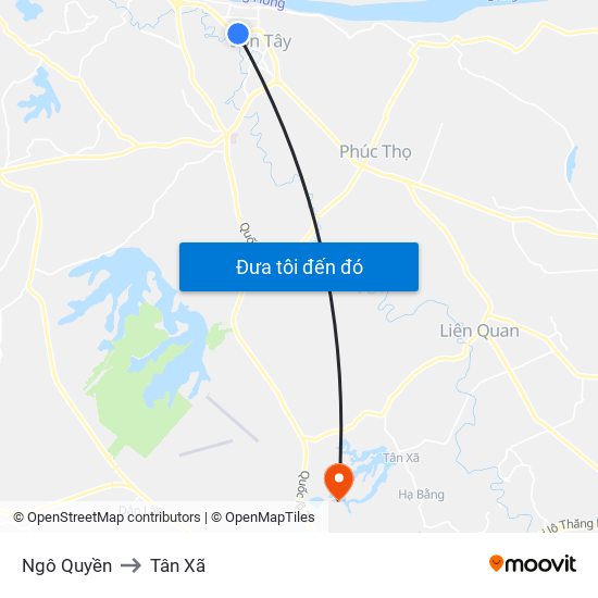 Ngô Quyền to Tân Xã map