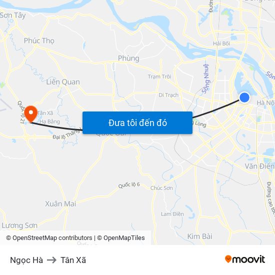 Ngọc Hà to Tân Xã map