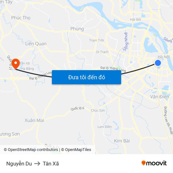 Nguyễn Du to Tân Xã map