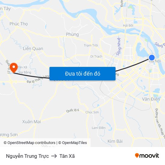 Nguyễn Trung Trực to Tân Xã map