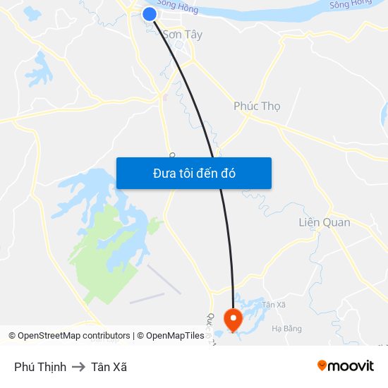 Phú Thịnh to Tân Xã map