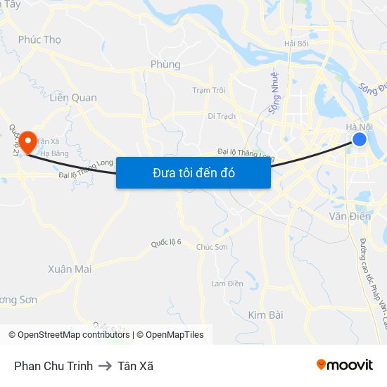 Phan Chu Trinh to Tân Xã map