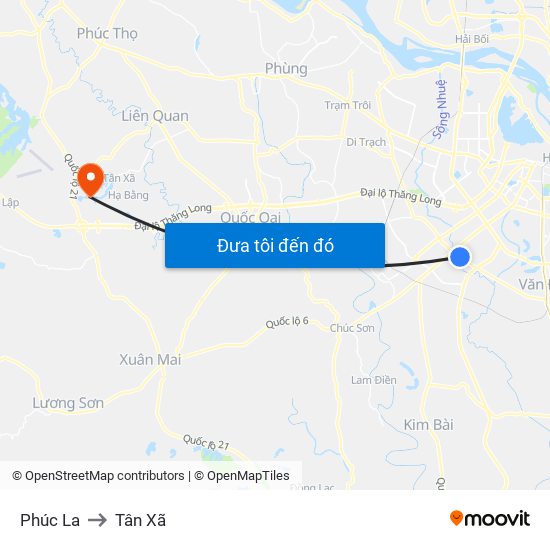 Phúc La to Tân Xã map