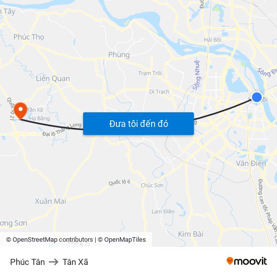 Phúc Tân to Tân Xã map