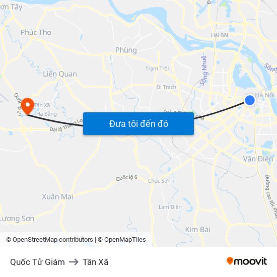 Quốc Tử Giám to Tân Xã map