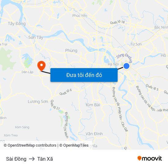 Sài Đồng to Tân Xã map