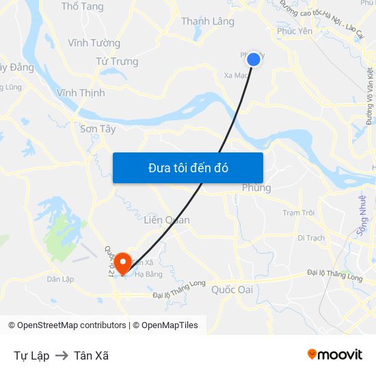 Tự Lập to Tân Xã map