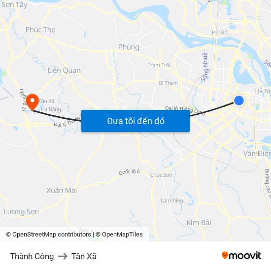 Thành Công to Tân Xã map