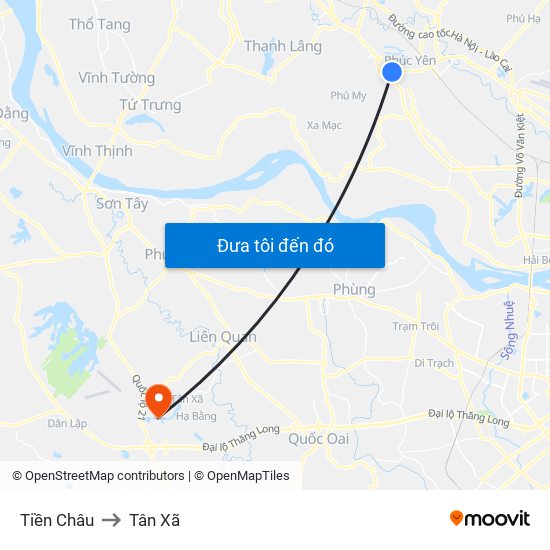 Tiền Châu to Tân Xã map