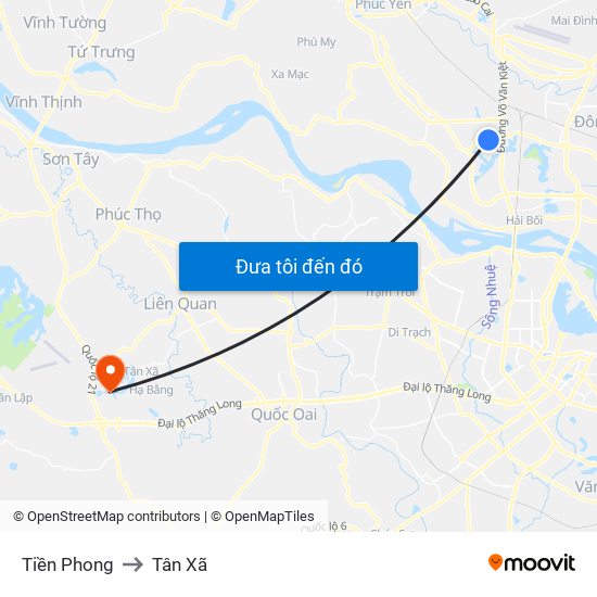 Tiền Phong to Tân Xã map