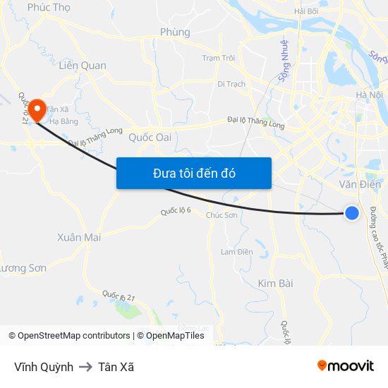Vĩnh Quỳnh to Tân Xã map