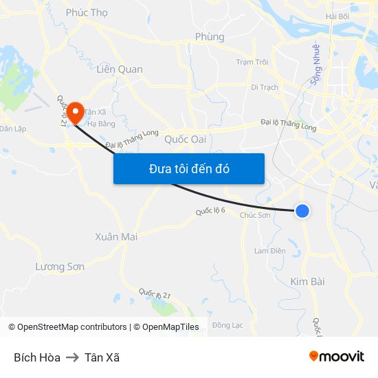 Bích Hòa to Tân Xã map