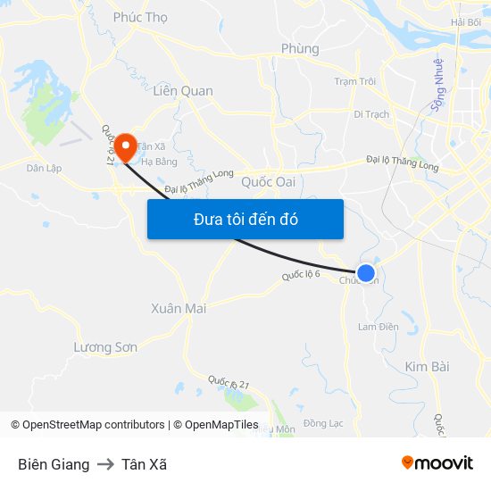 Biên Giang to Tân Xã map