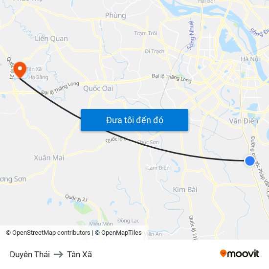 Duyên Thái to Tân Xã map