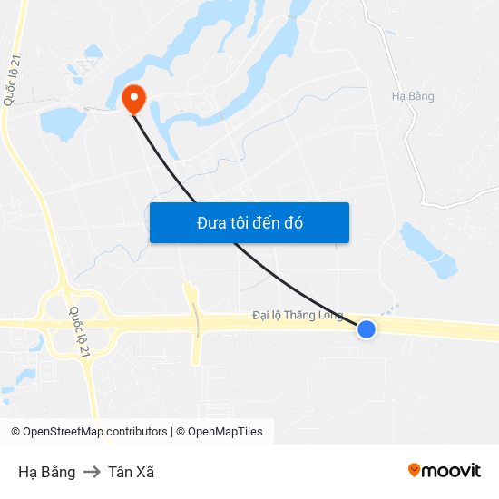 Hạ Bằng to Tân Xã map