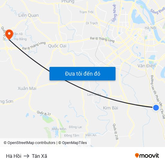 Hà Hồi to Tân Xã map